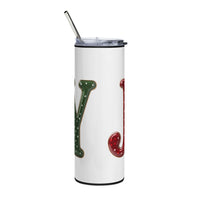 Christmas Wreath Monogram Tumbler with Plaid Bow, 20oz