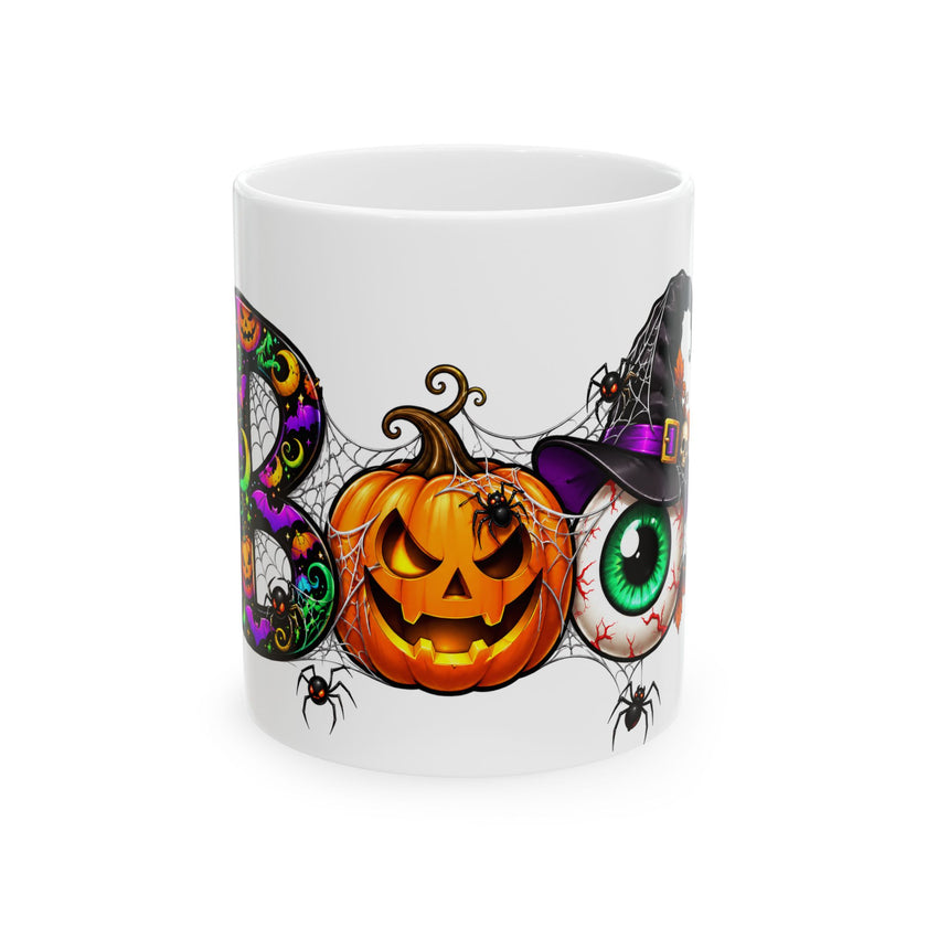 Halloween Pumpkin, Eyeball & Spider Ceramic Mug