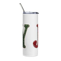 Christmas Wreath Monogram Tumbler with Plaid Bow, 20oz