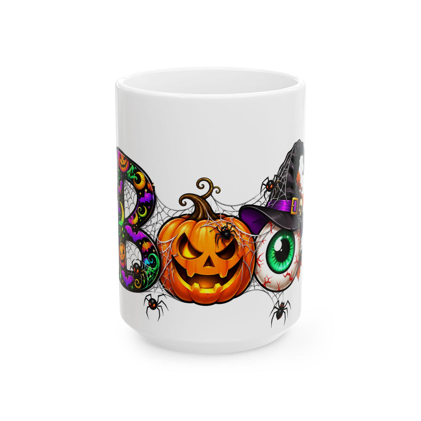 Halloween Pumpkin, Eyeball & Spider Ceramic Mug