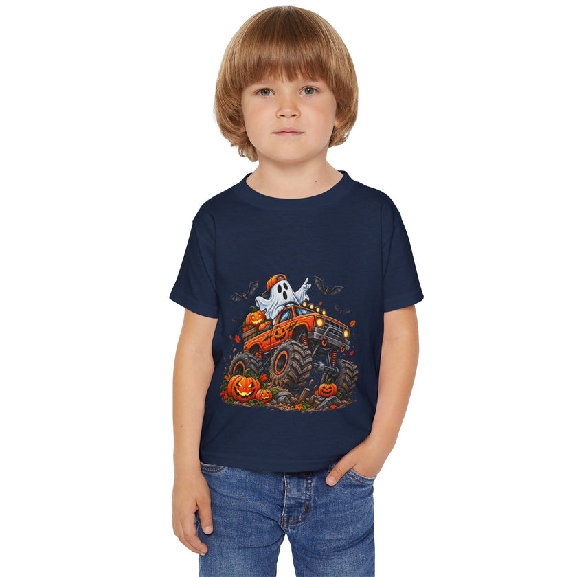 Toddler T-Shirt Halloween Monster Truck Pumpkin Design