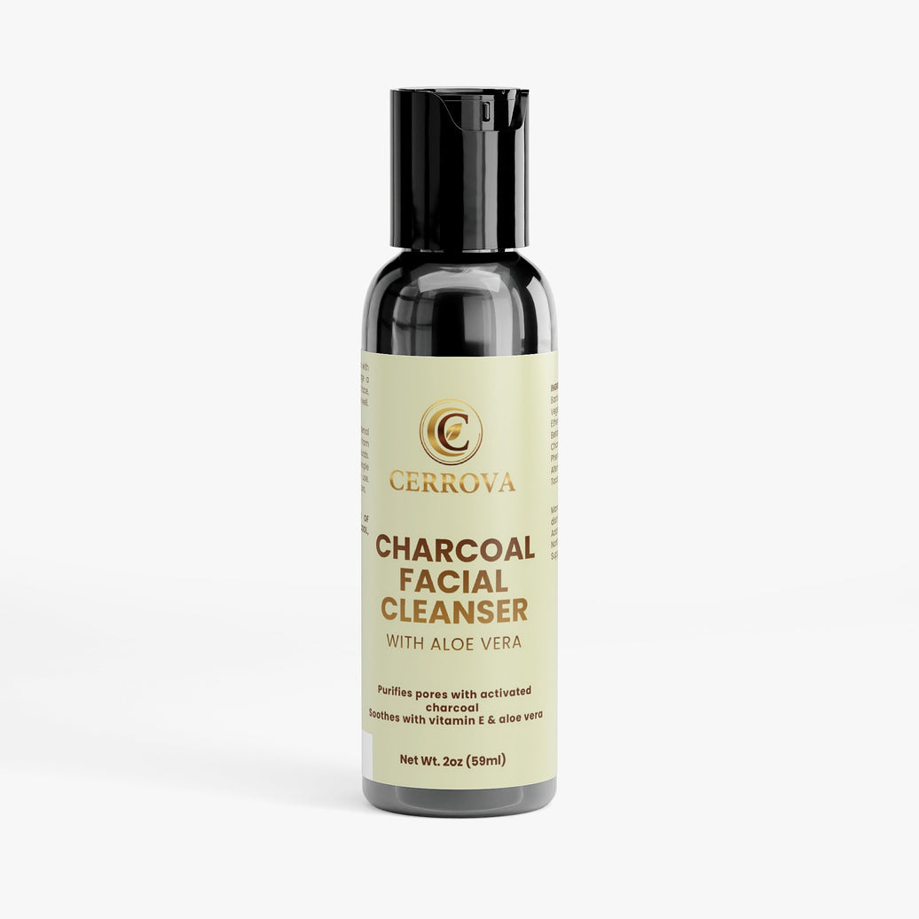 Cerrova Charcoal Facial Cleanser with Aloe Vera & Vitamin E – Deep Cleansing Face Wash 4oz