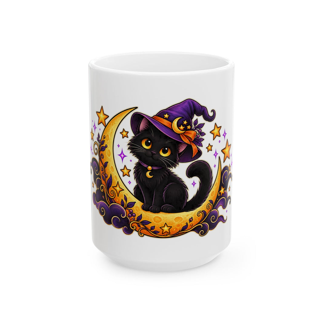 Black Cat Witch Halloween Ceramic Mug