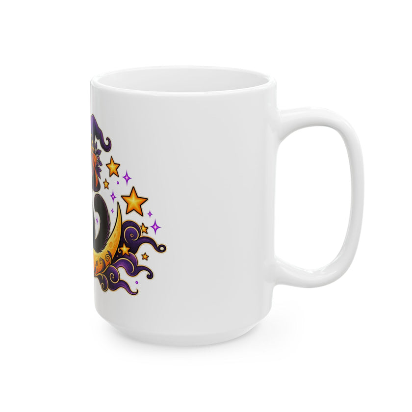Black Cat Witch Halloween Ceramic Mug