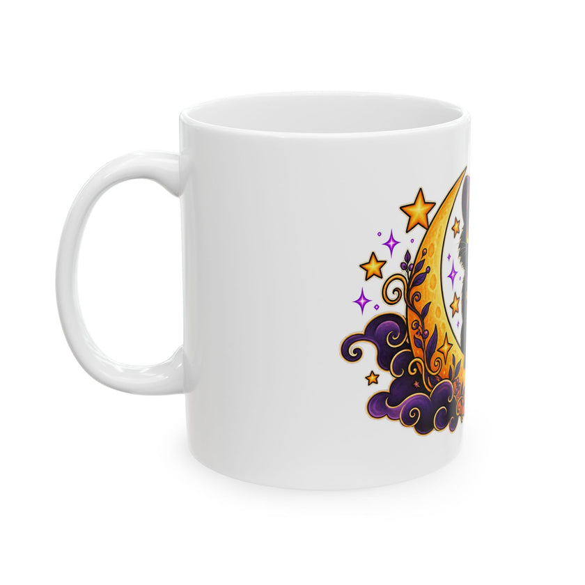 Black Cat Witch Halloween Ceramic Mug