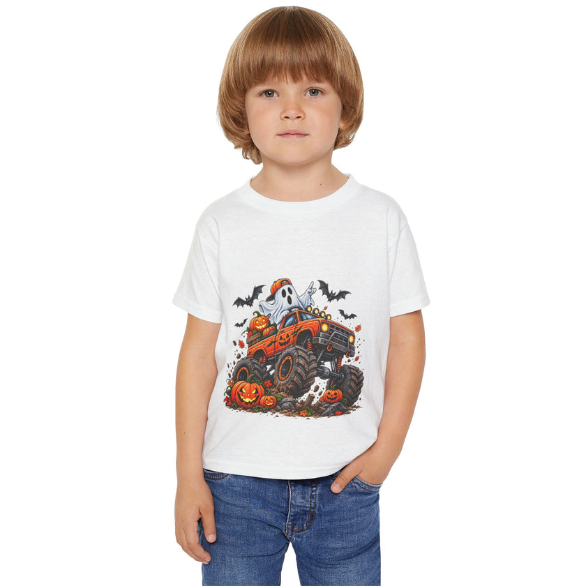 Toddler T-Shirt Halloween Monster Truck Pumpkin Design