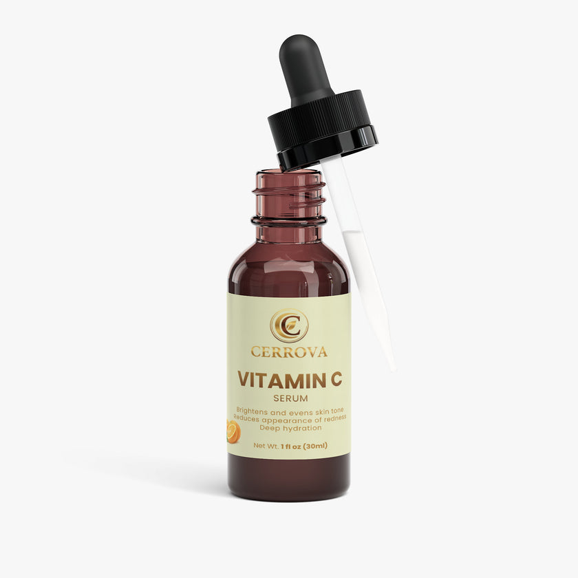 Cerrova Vitamin C Serum bottle displayed at an angle.