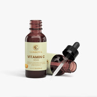Cerrova Vitamin C Serum bottle with dropper on a white background.
